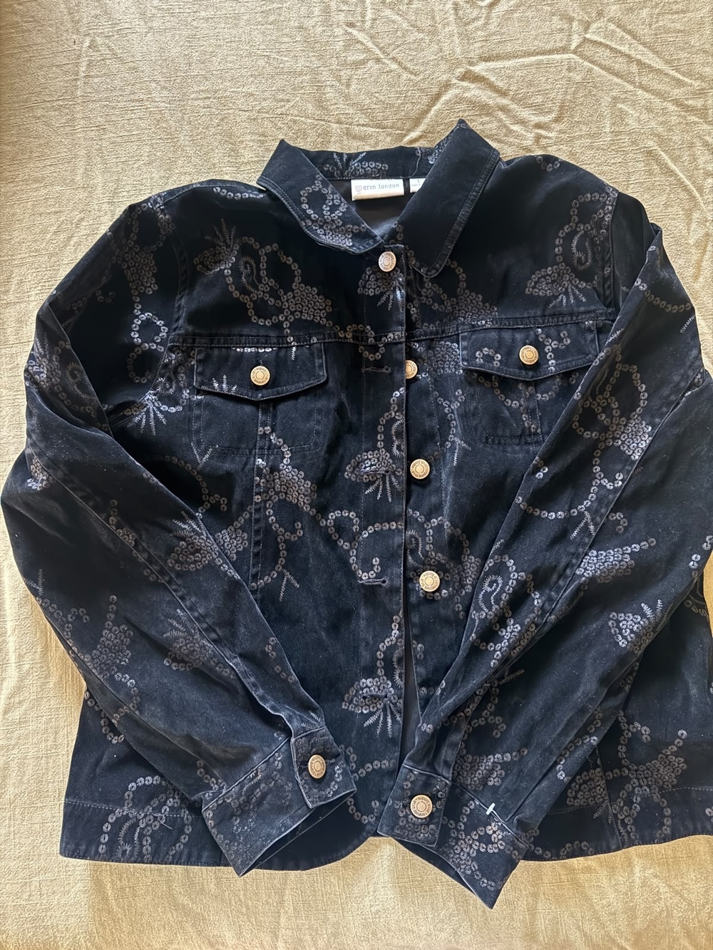 Black Sequin Embellished Denim Jacket